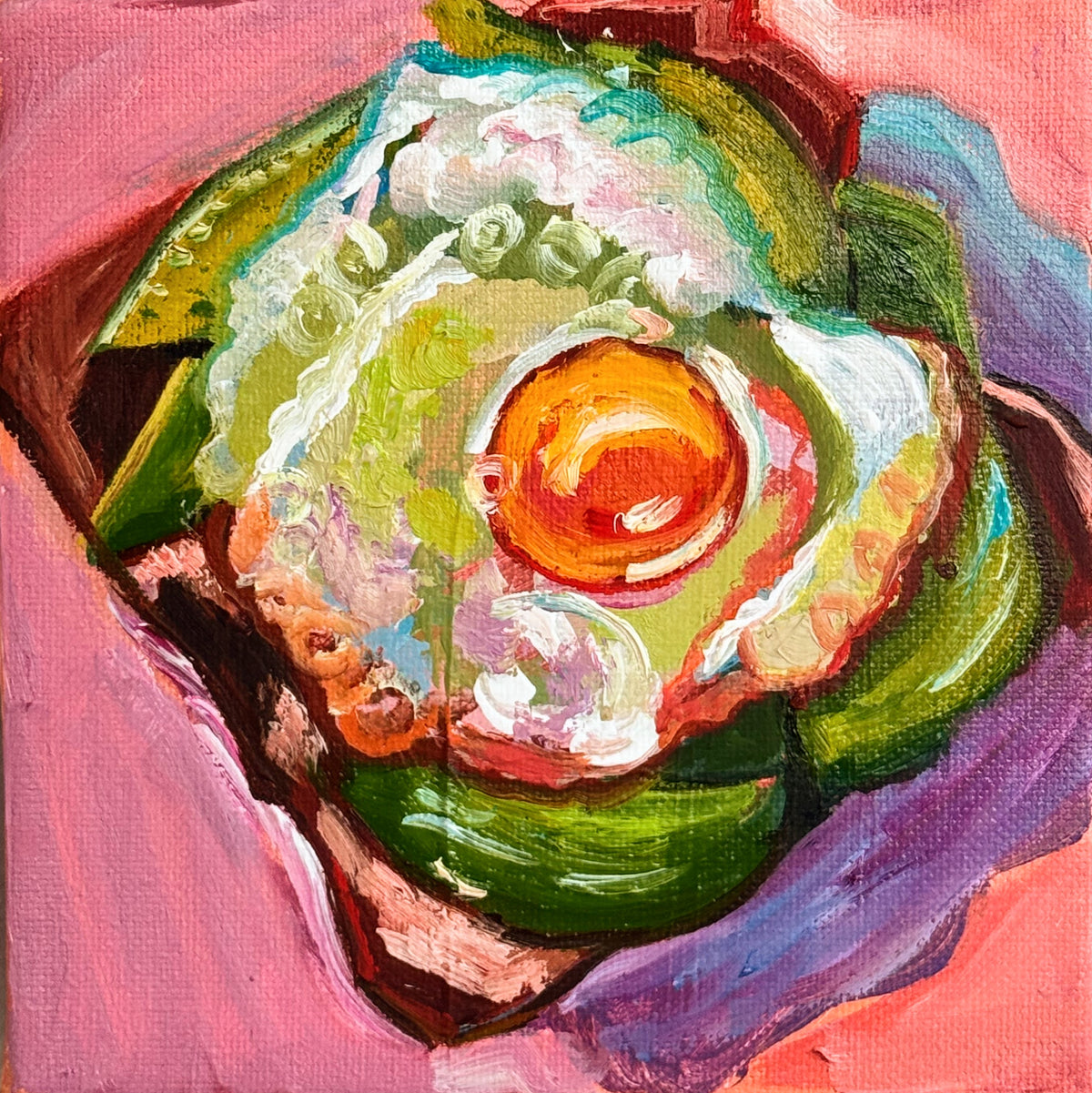 One Colorful Slice on a Playful Pink Table