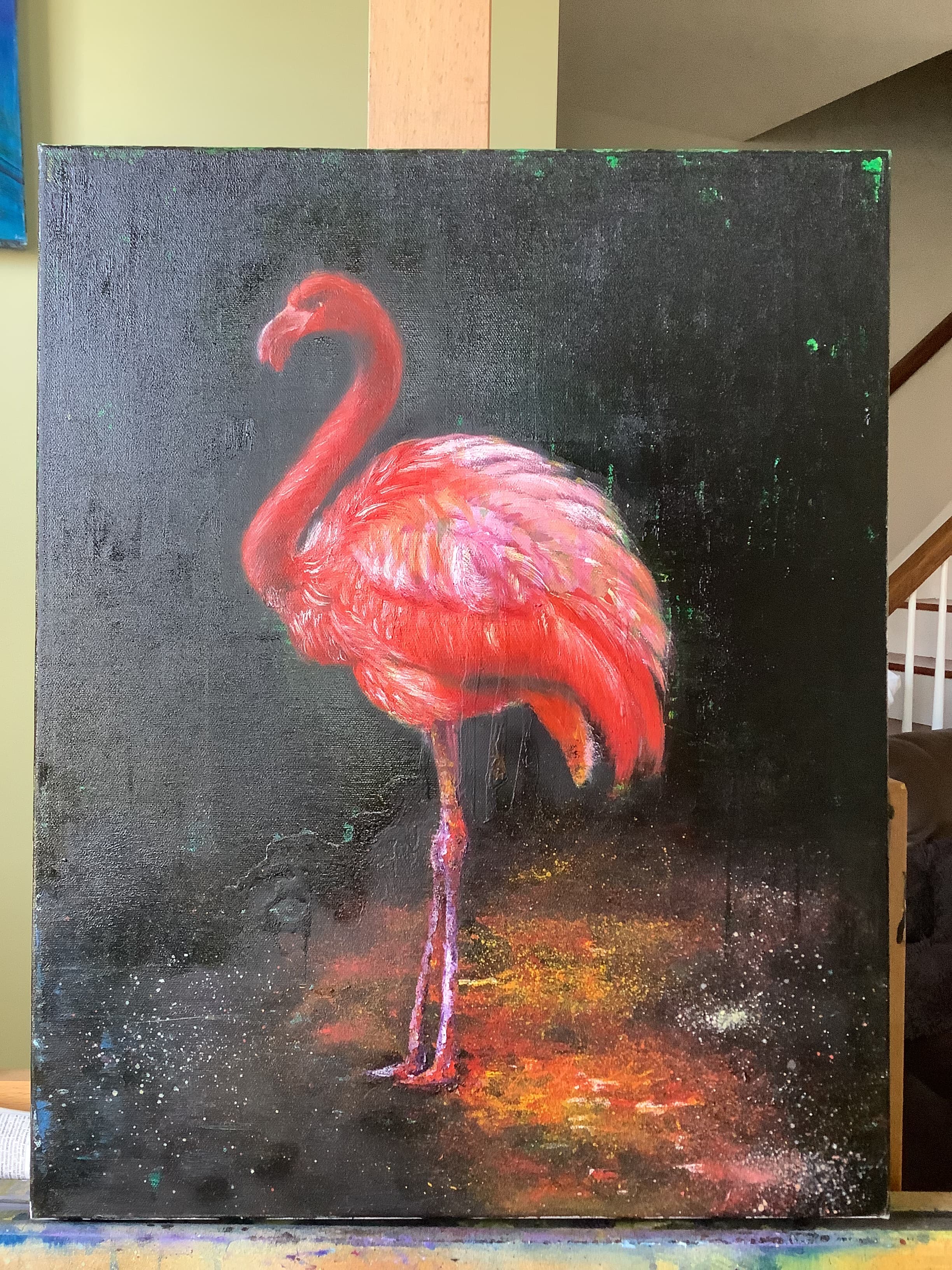 Bright Flamingo – 16x20 Original Oil Painting on Canvas | Bold Bird Art