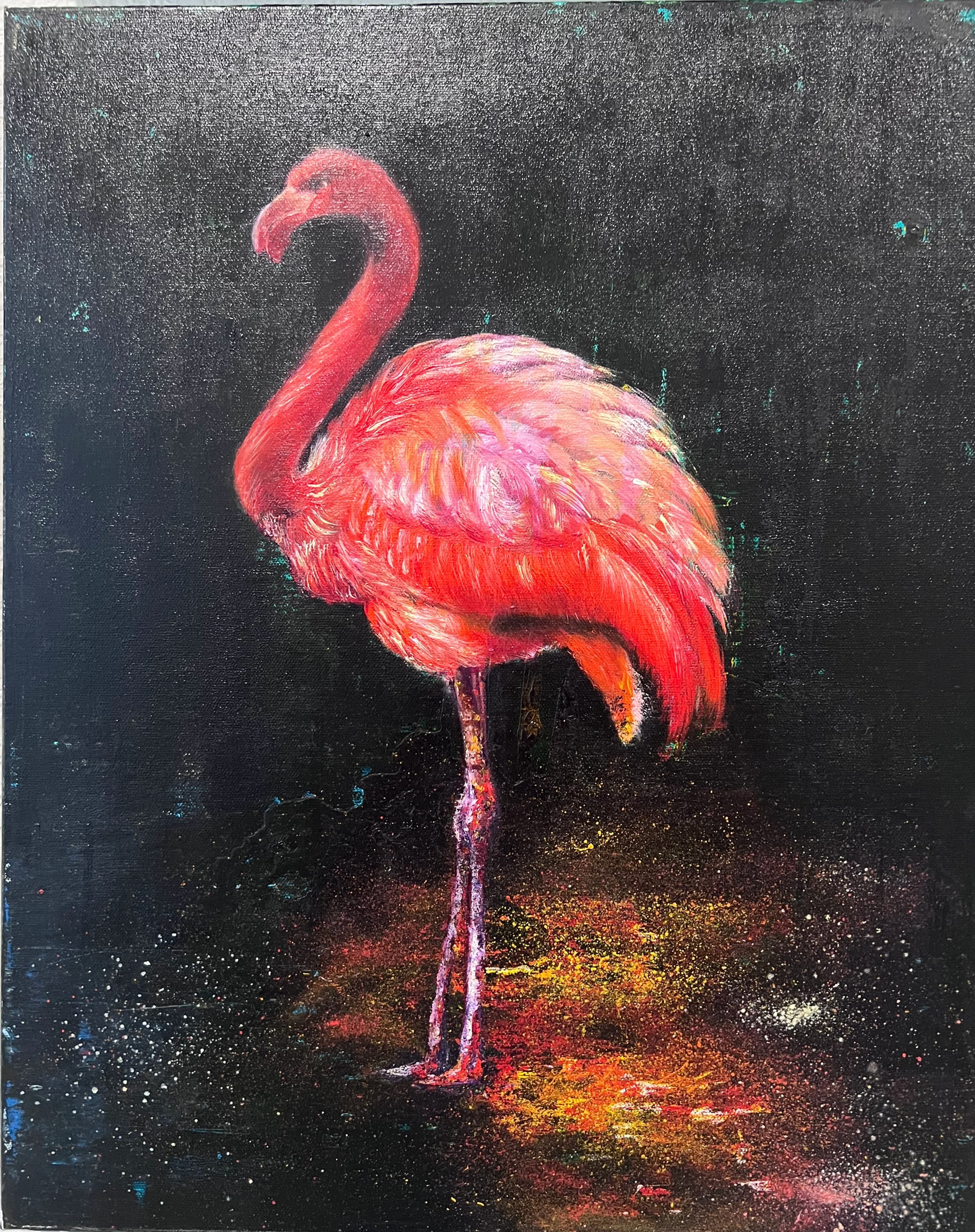 Bright Flamingo – 16x20 Original Oil Painting on Canvas | Bold Bird Art