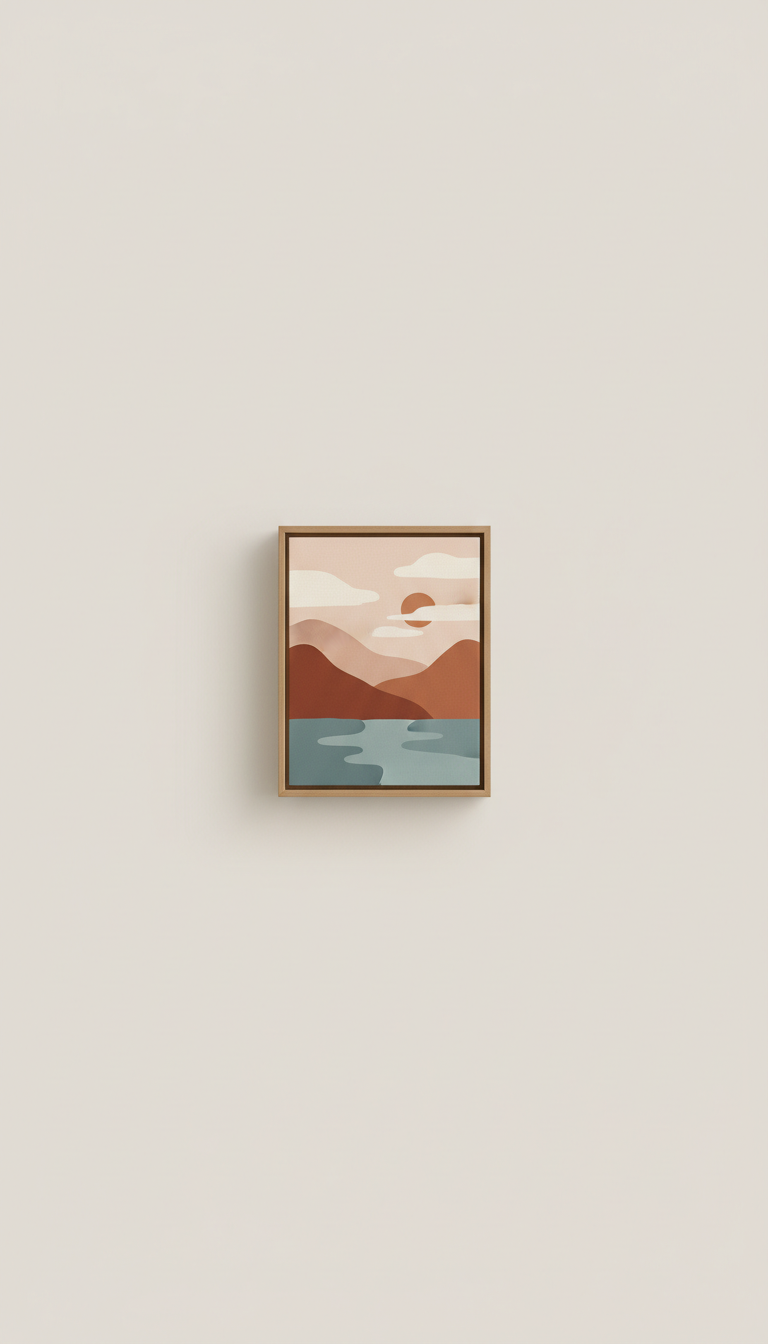Small Modern Landscape Painting with Minimalist Finish